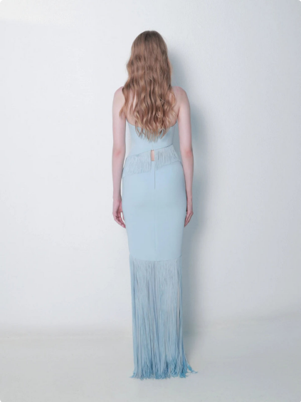Asymmetric Waist Line Tasser Skirt Set