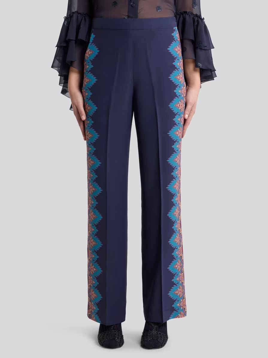 Elegant Retro Paisley Print Straight-leg Pants