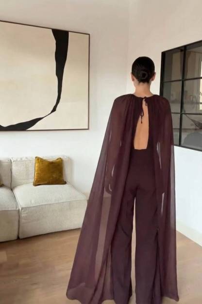 Minimalist Shawl Design Jumpsuit