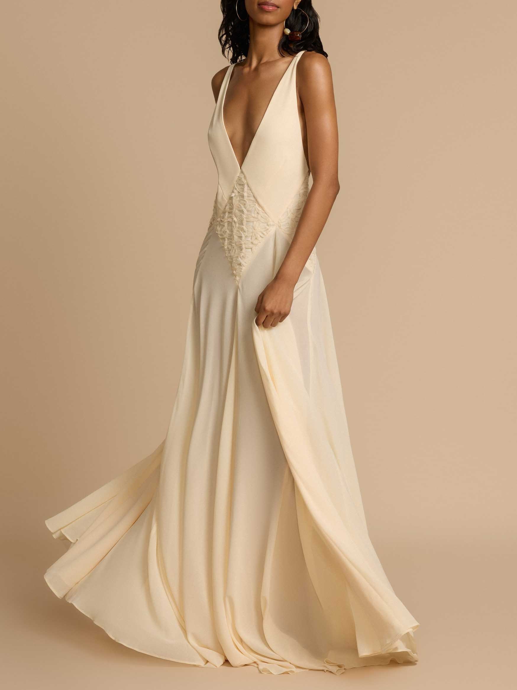 Elegant V-neck Flowy Maxi Dress