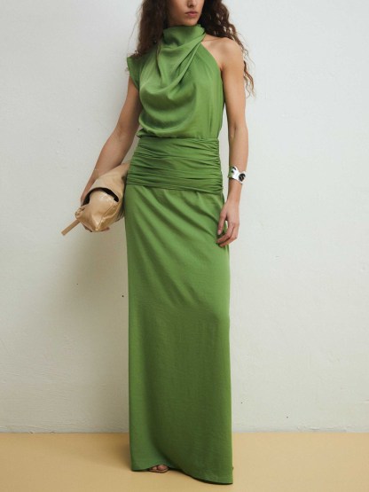 Unique Elegant Pleated Maxi Skirt