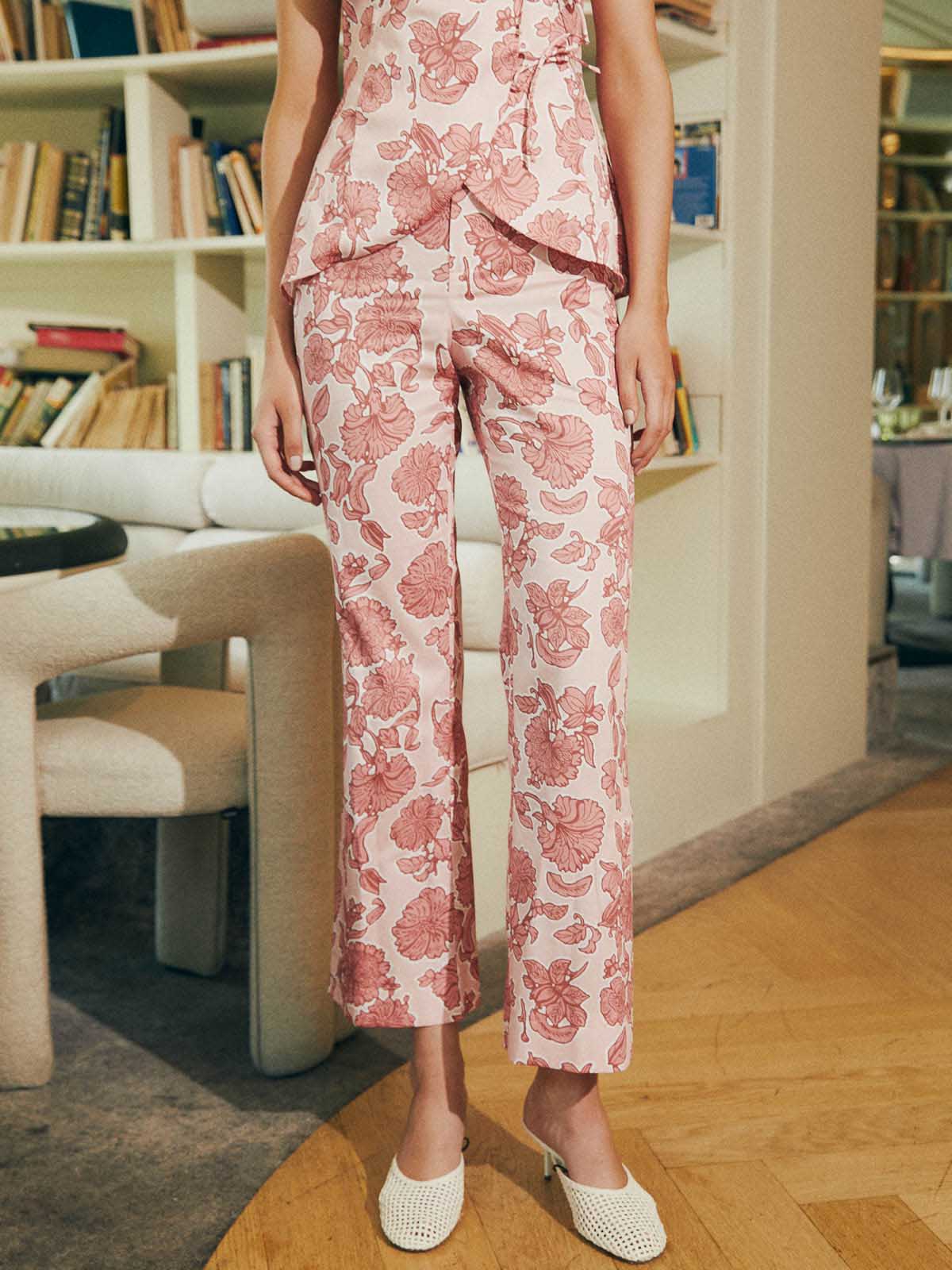 Exquisite Floral Print Pants