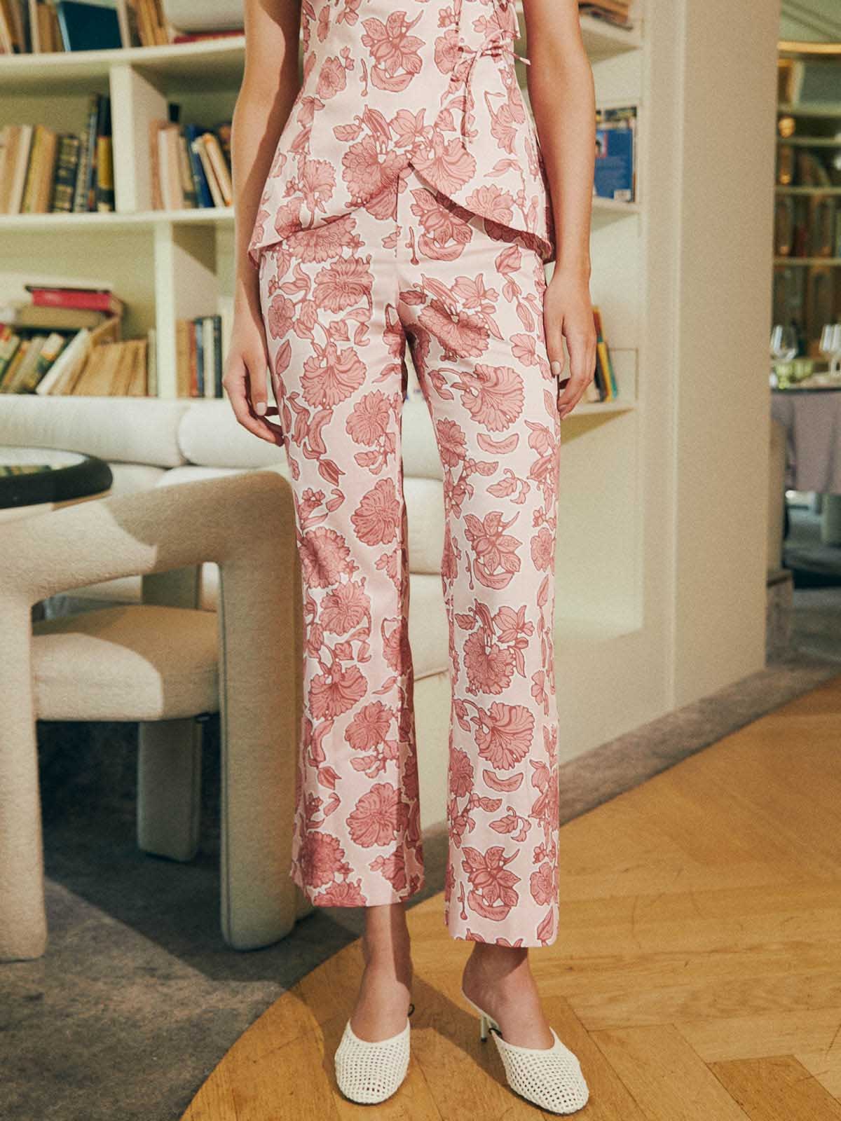 Exquisite Floral Print Pants