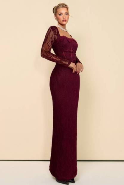 Lace Back Slit Maxi Dress