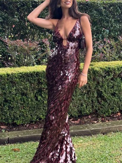 The Red Sapphire Sequin Maxi Dress