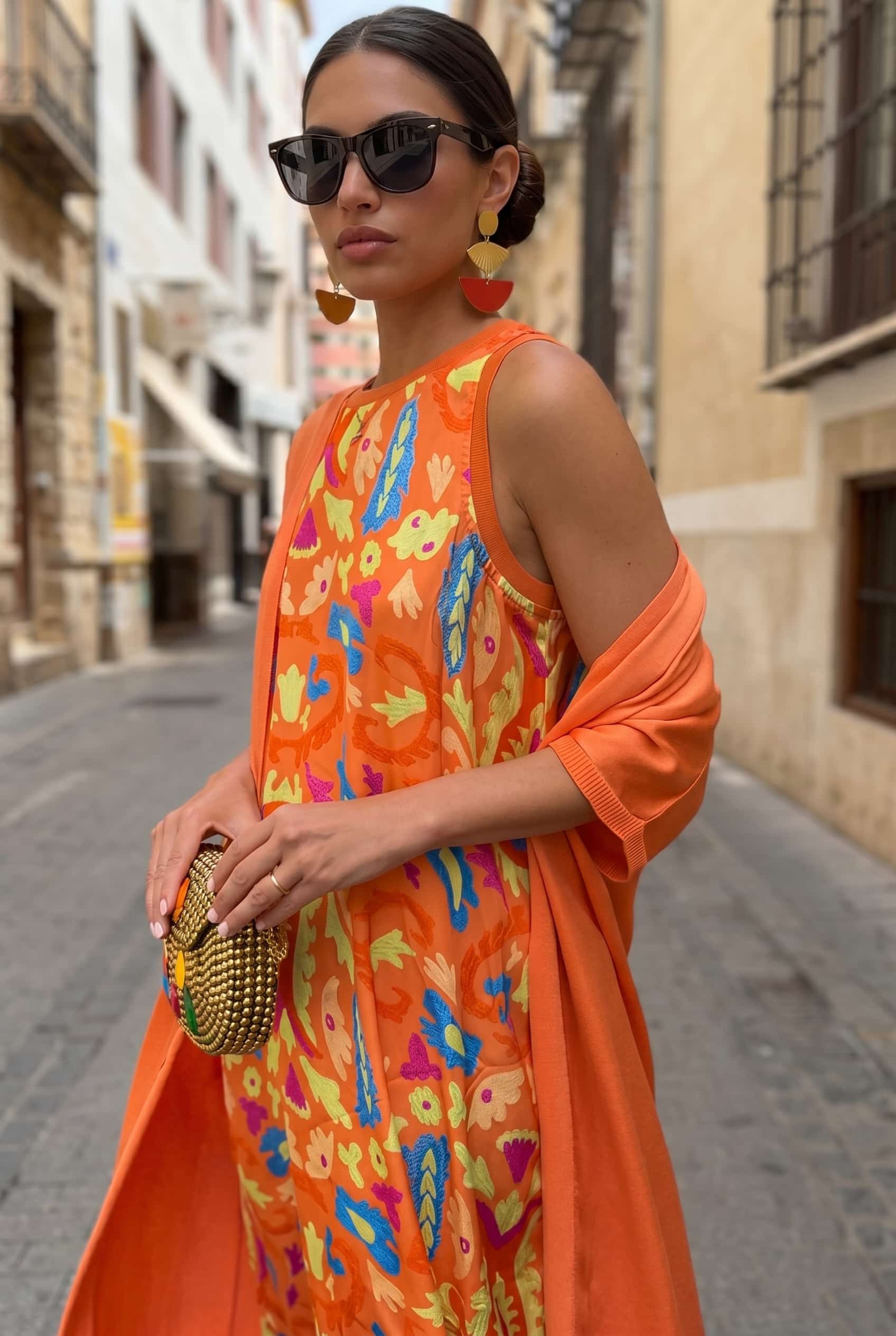 Printed Dress And Coat Set