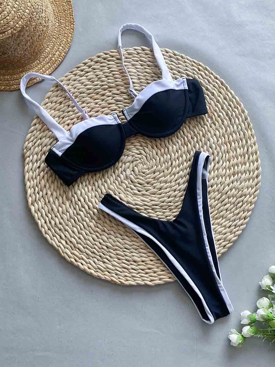 Sexy Contrast Color Two-piece Bikini Swimsuit