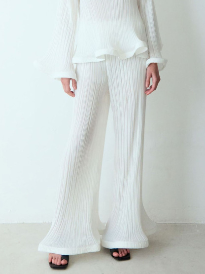 Elegant Ruffled Pleated Top And Pants Two-Piece Set