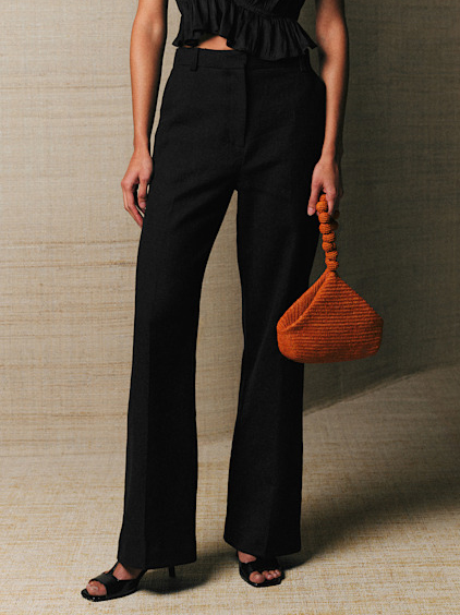 Elegant Strapless Ruffle Crop Top & Wide-Leg Pants Two-Piece Set