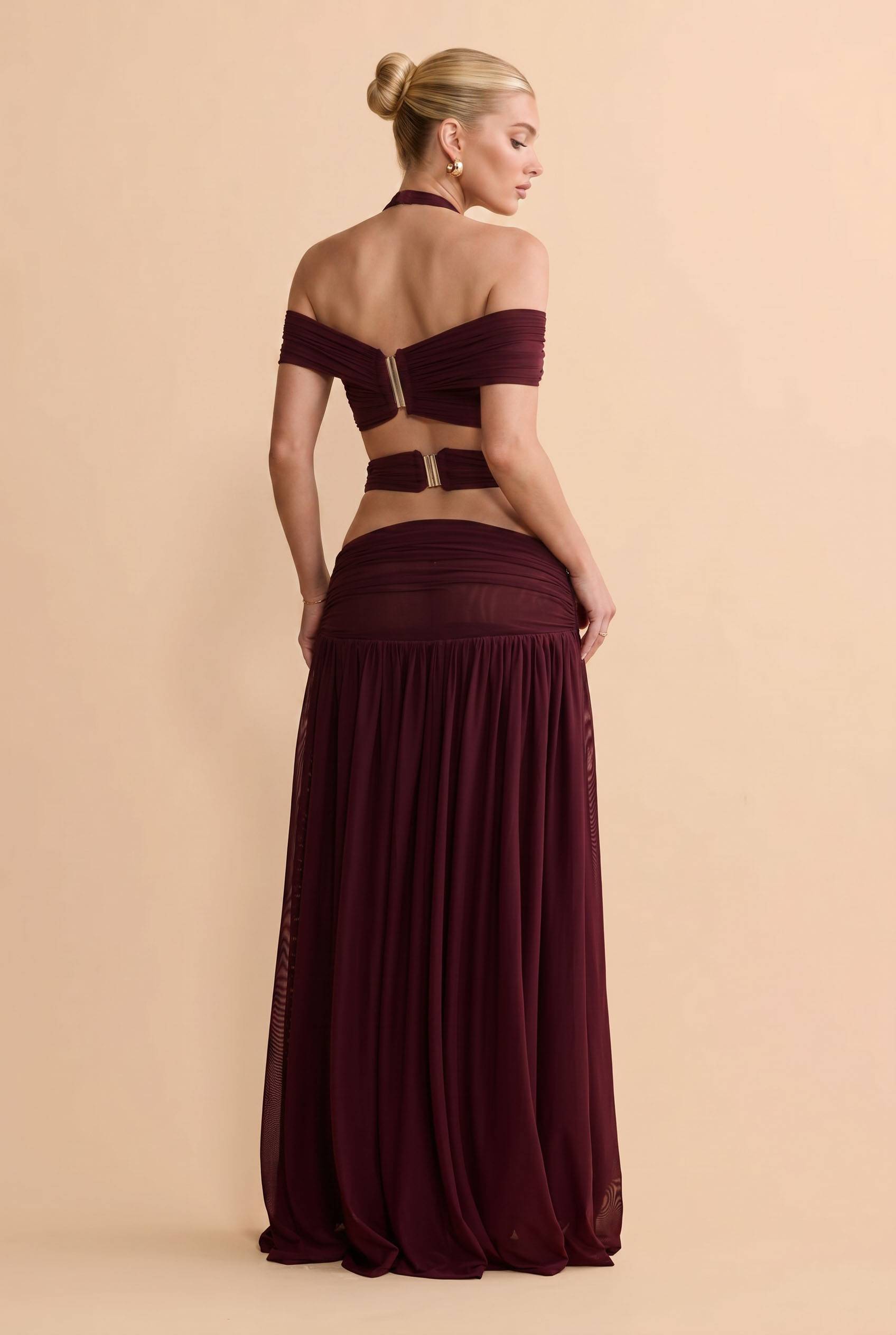 Strapless Top And Hollow Design Skirt Set