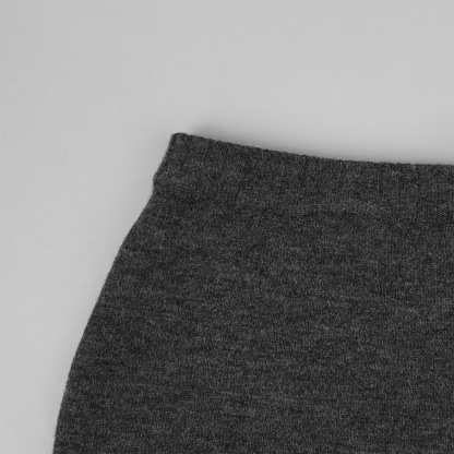 Two-piece set: fitted knit cardigan and knit mini skirt