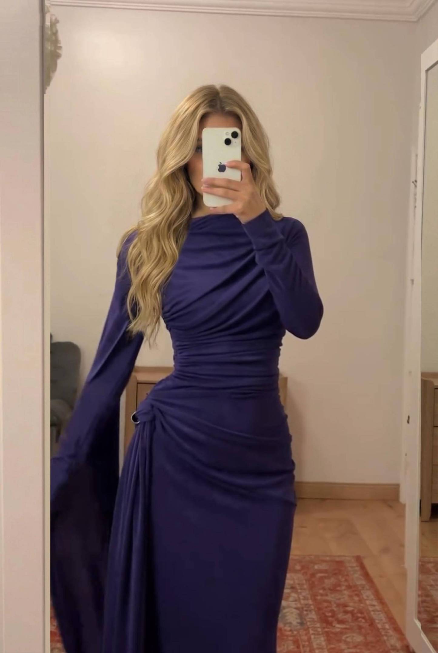 Irregular Design Pleated Maxi Dress