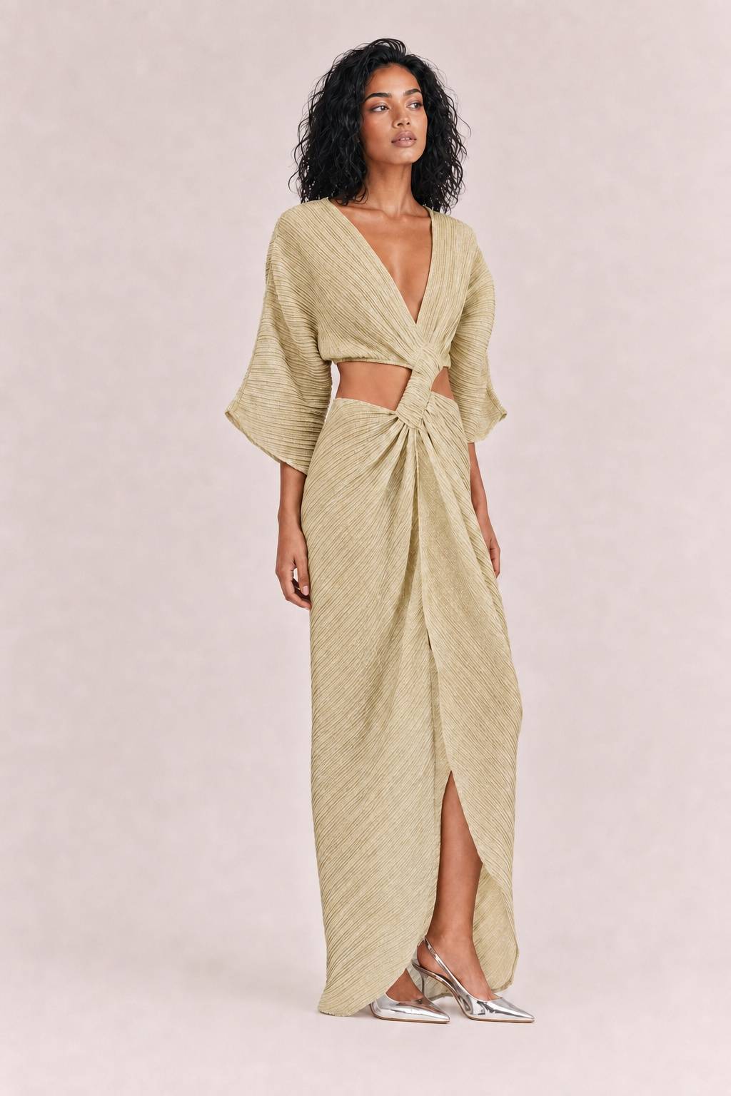 Sexy Twist-Front Cut-Out Maxi Dress