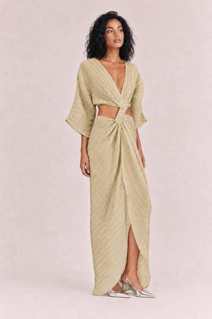 Sexy Twist-Front Cut-Out Maxi Dress