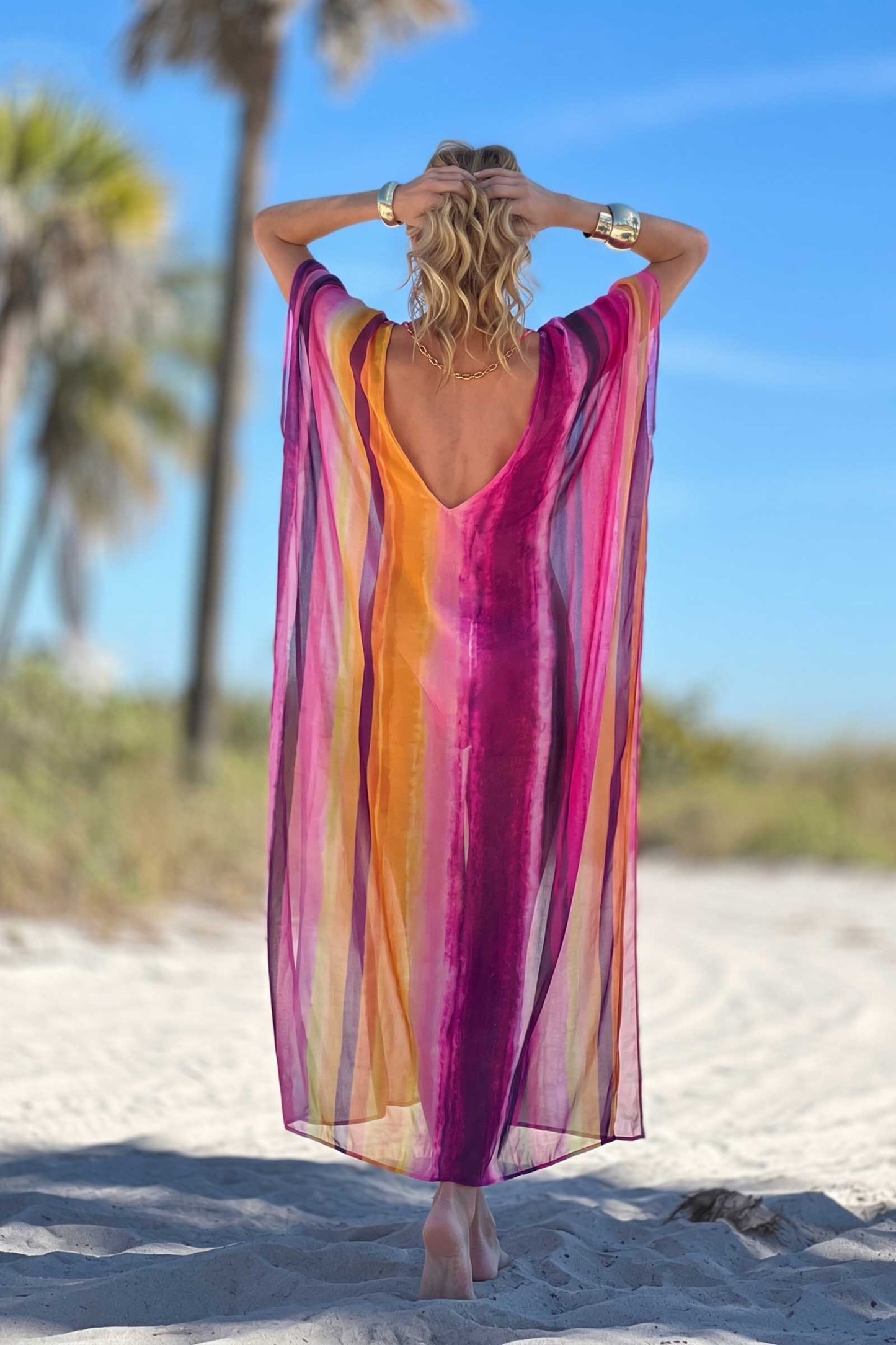 V-Neck Side Slit Printed Maxi Dress