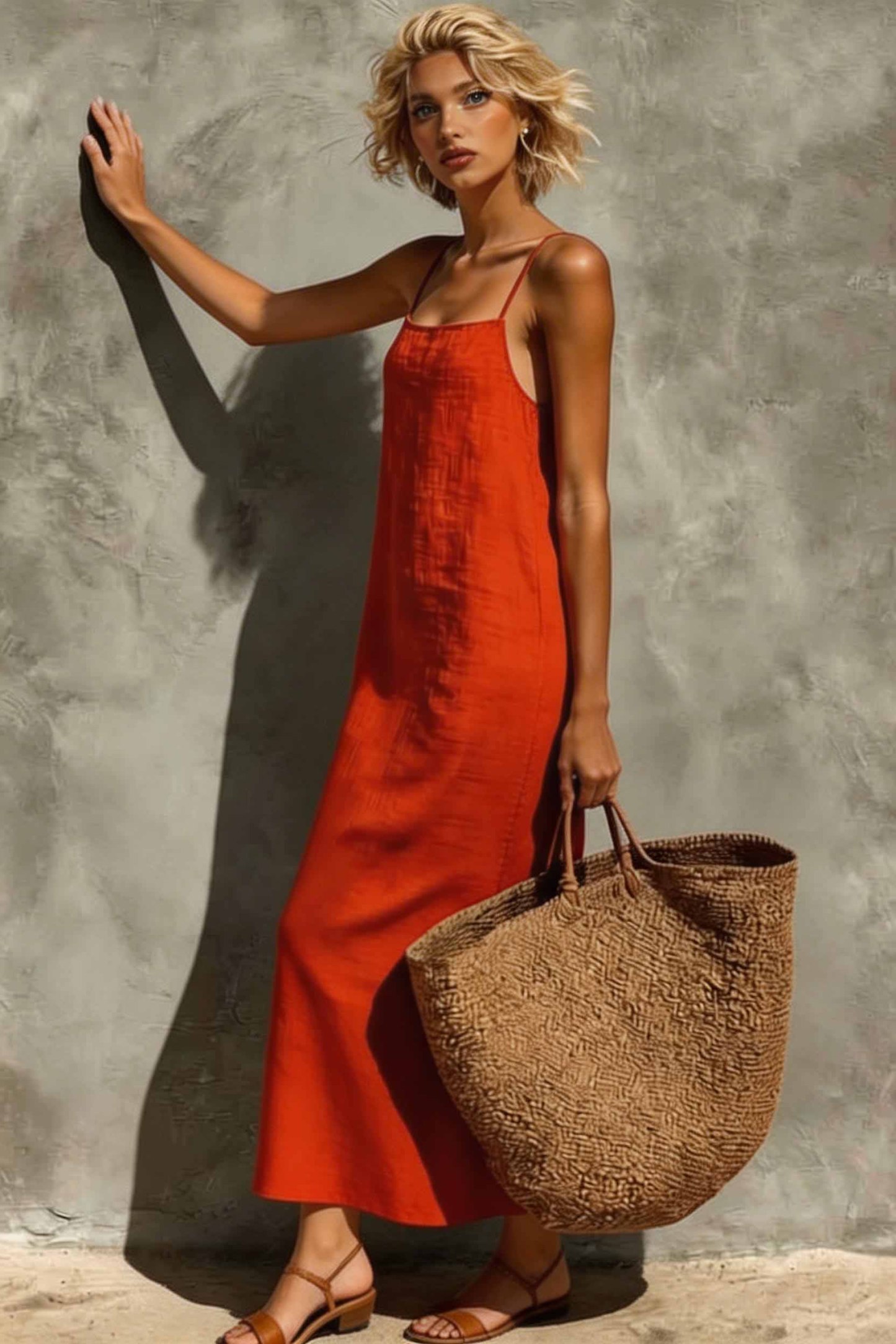 Minimalist Back Slit Slip Dress