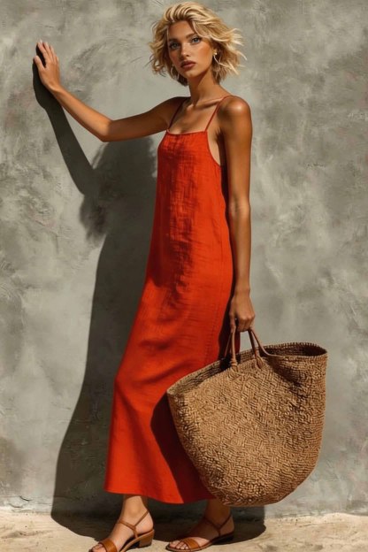 Minimalist Back Slit Slip Dress