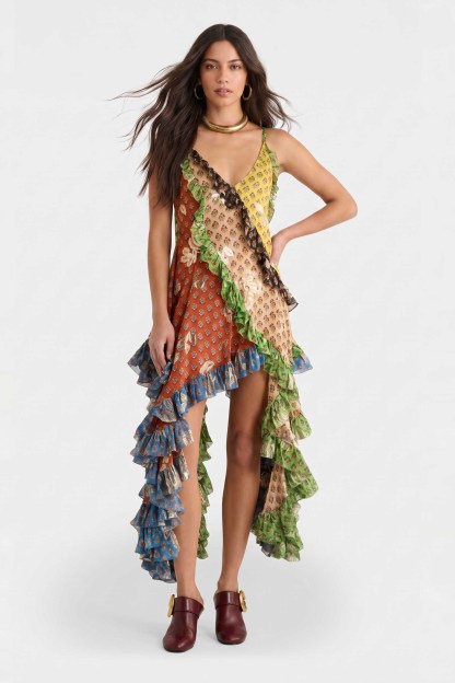 Irregular Hem Printed Sling Dress