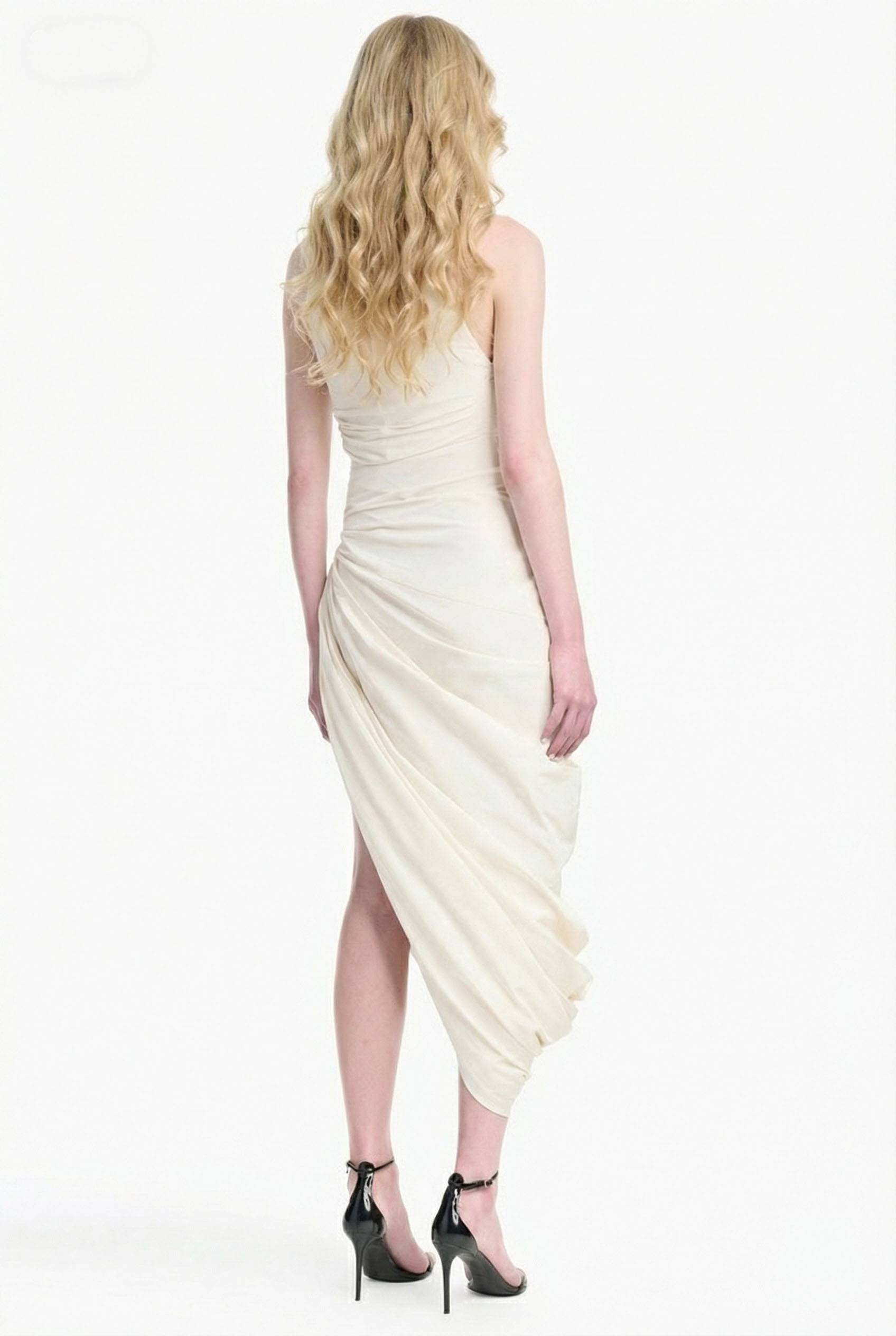 Side Slit Irregular Pleated Maxi Dress