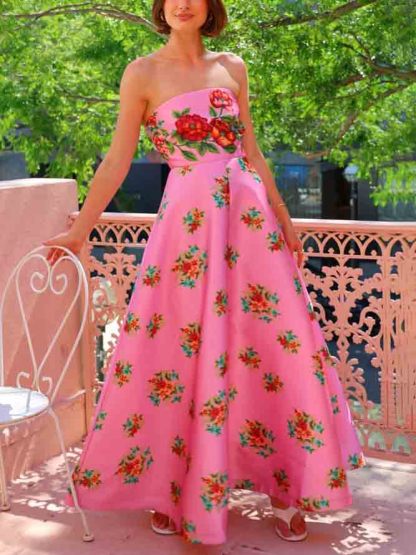 Exquisite Floral Long A-line Dress