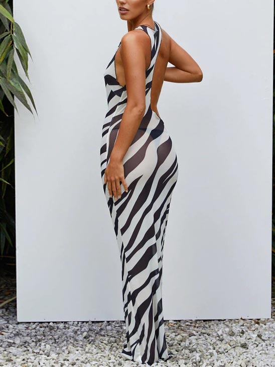 Summer Sheer Sleeveless Maxi Dress Cover Up