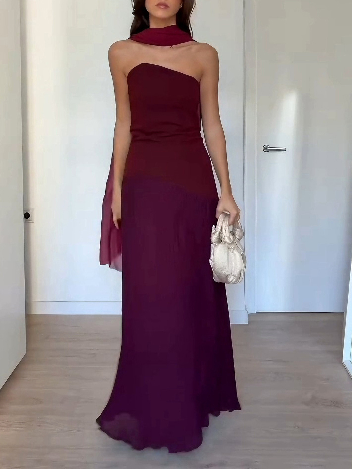 Elegant Strapless Pleated Maxi Dress