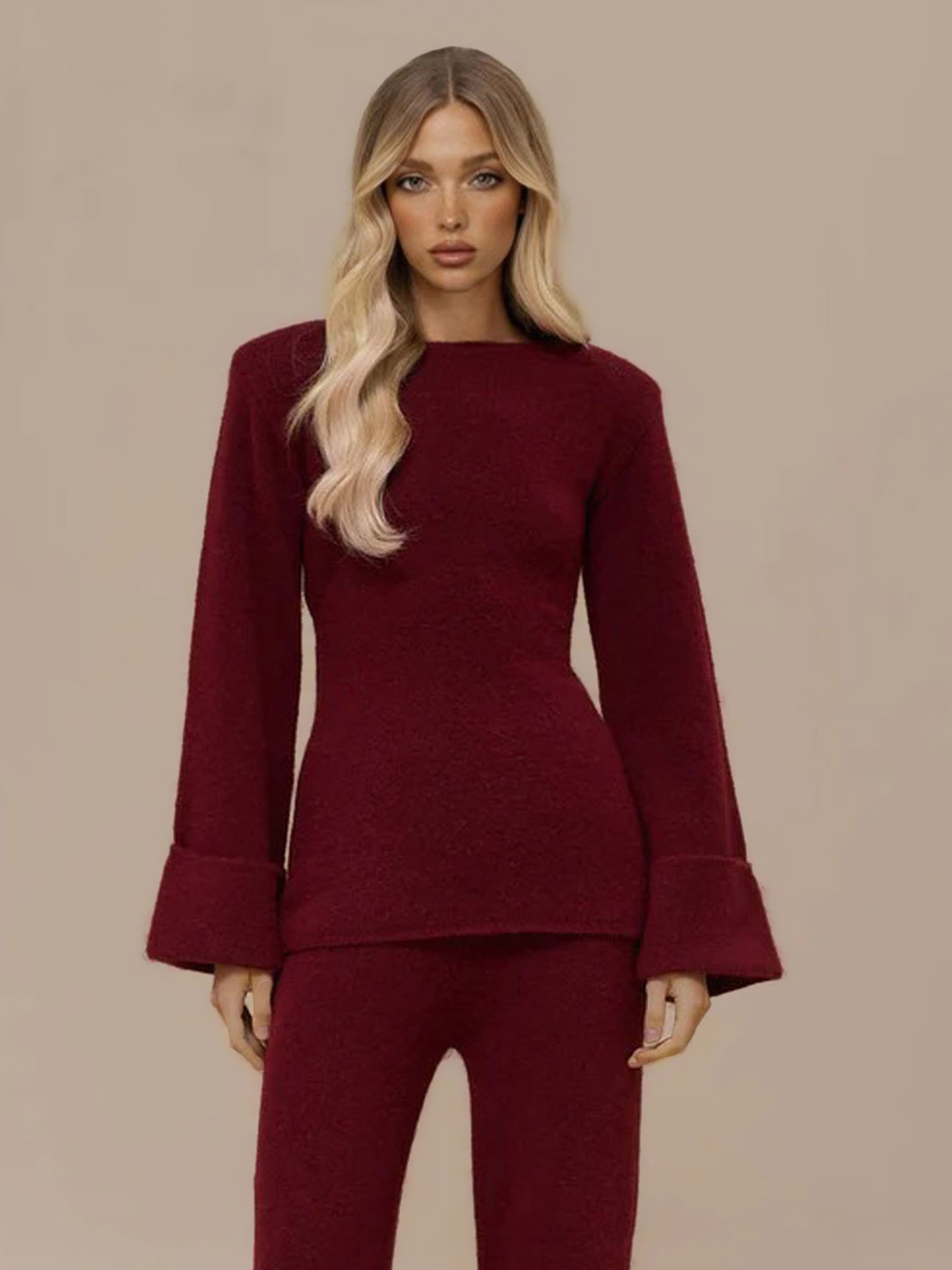 Elegant Flared-Sleeve Knit Sweater