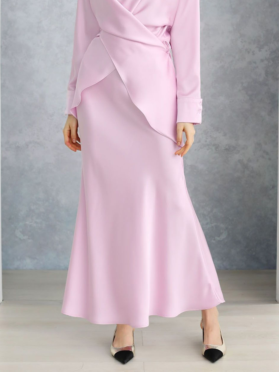 Elegant Draped Satin Mermaid Maxi Skirt