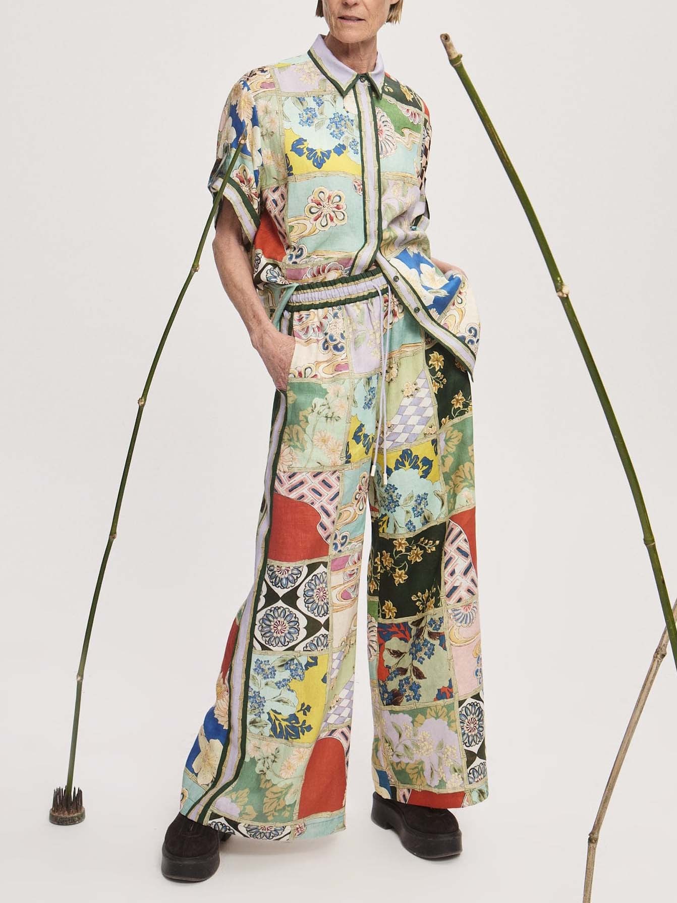 Vintage Artisan Patchwork Print Shirt