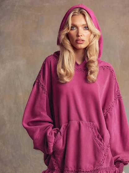 Elegant Lace-trimmed Ruffled Hem Hooded Mini Dress