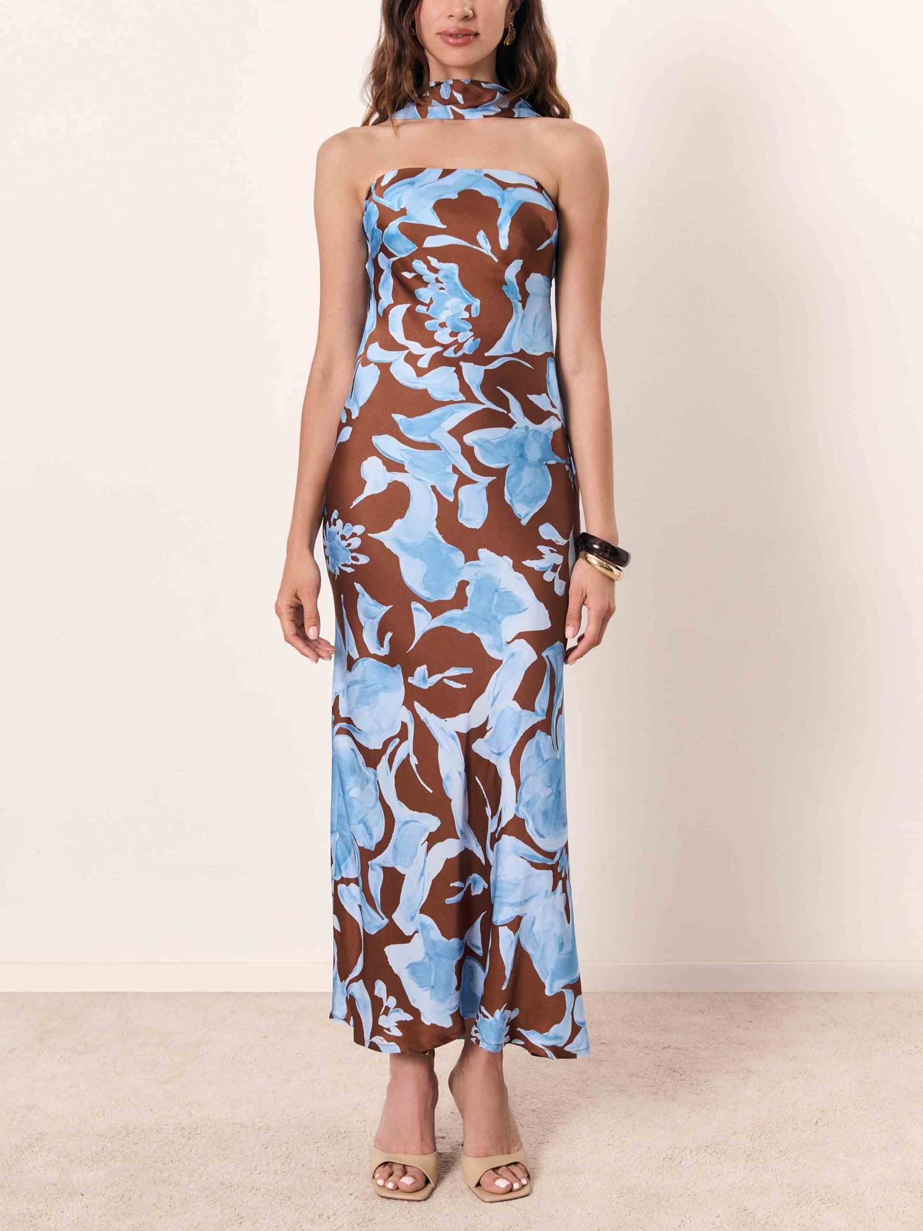 Elegant Watercolor Floral Print Maxi Dress