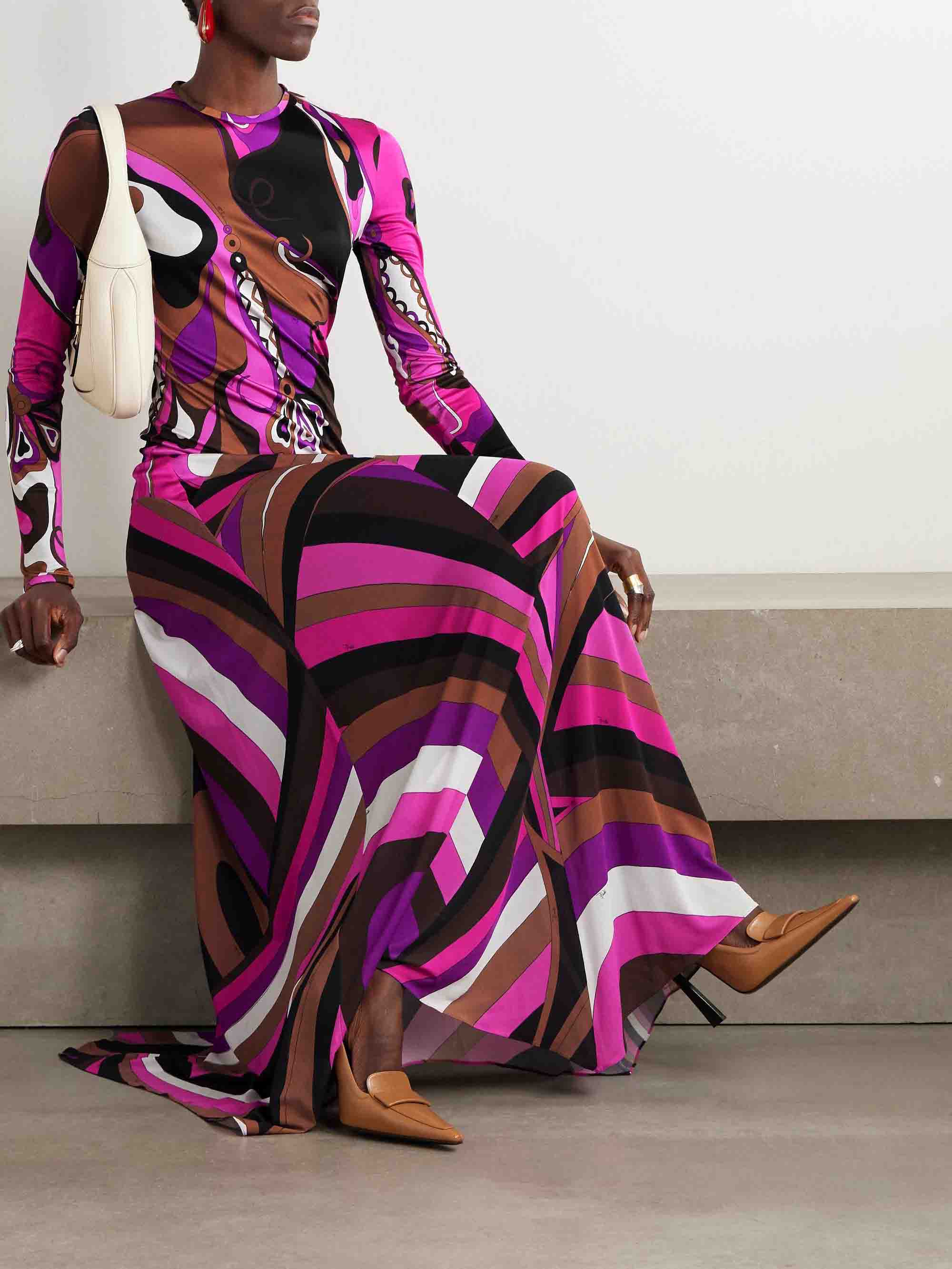 Delicate Abstract Orchid Floral Print Maxi Dress