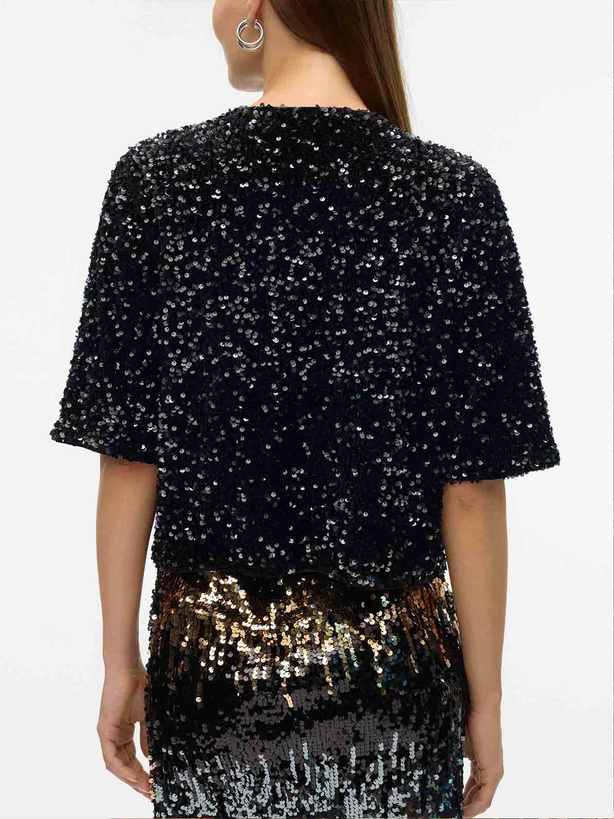 Exquisite Bow Sequined Shirt