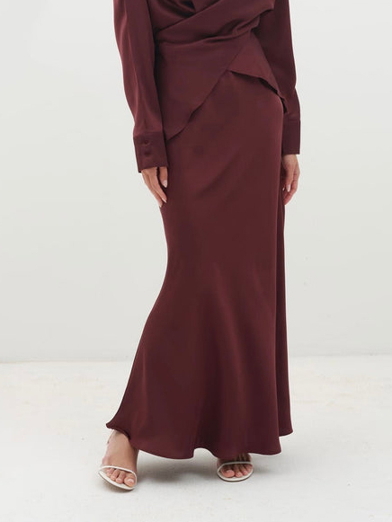 Elegant Draped Satin Mermaid Maxi Skirt