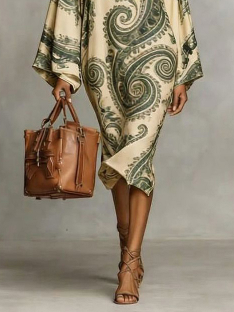 Bohemian Style Paisley Print Long Dress