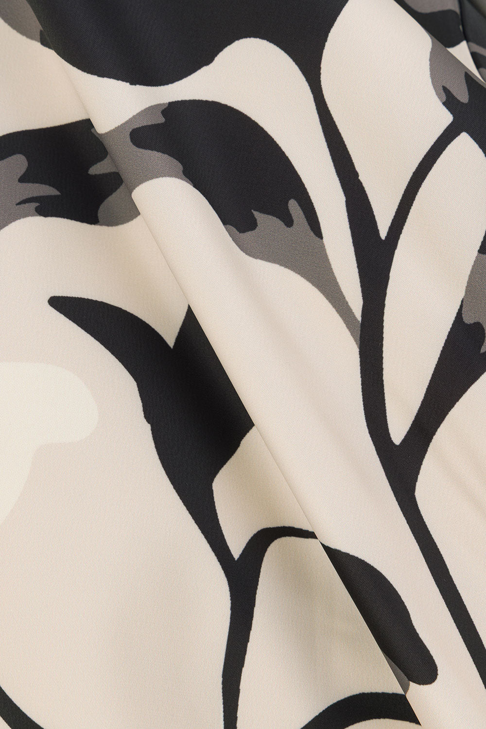 Modern Abstract Floral Strapless Maxi Dress – Monochrome Print In Ivory & Charcoal
