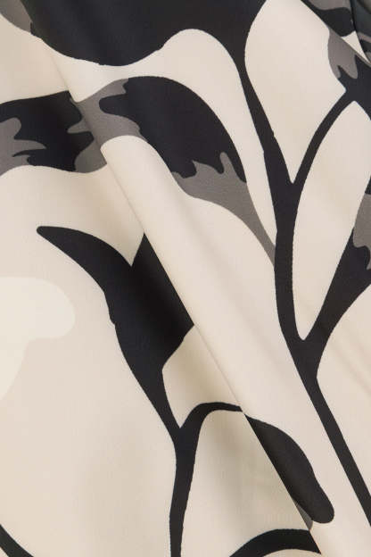Modern Abstract Floral Strapless Maxi Dress – Monochrome Print In Ivory & Charcoal