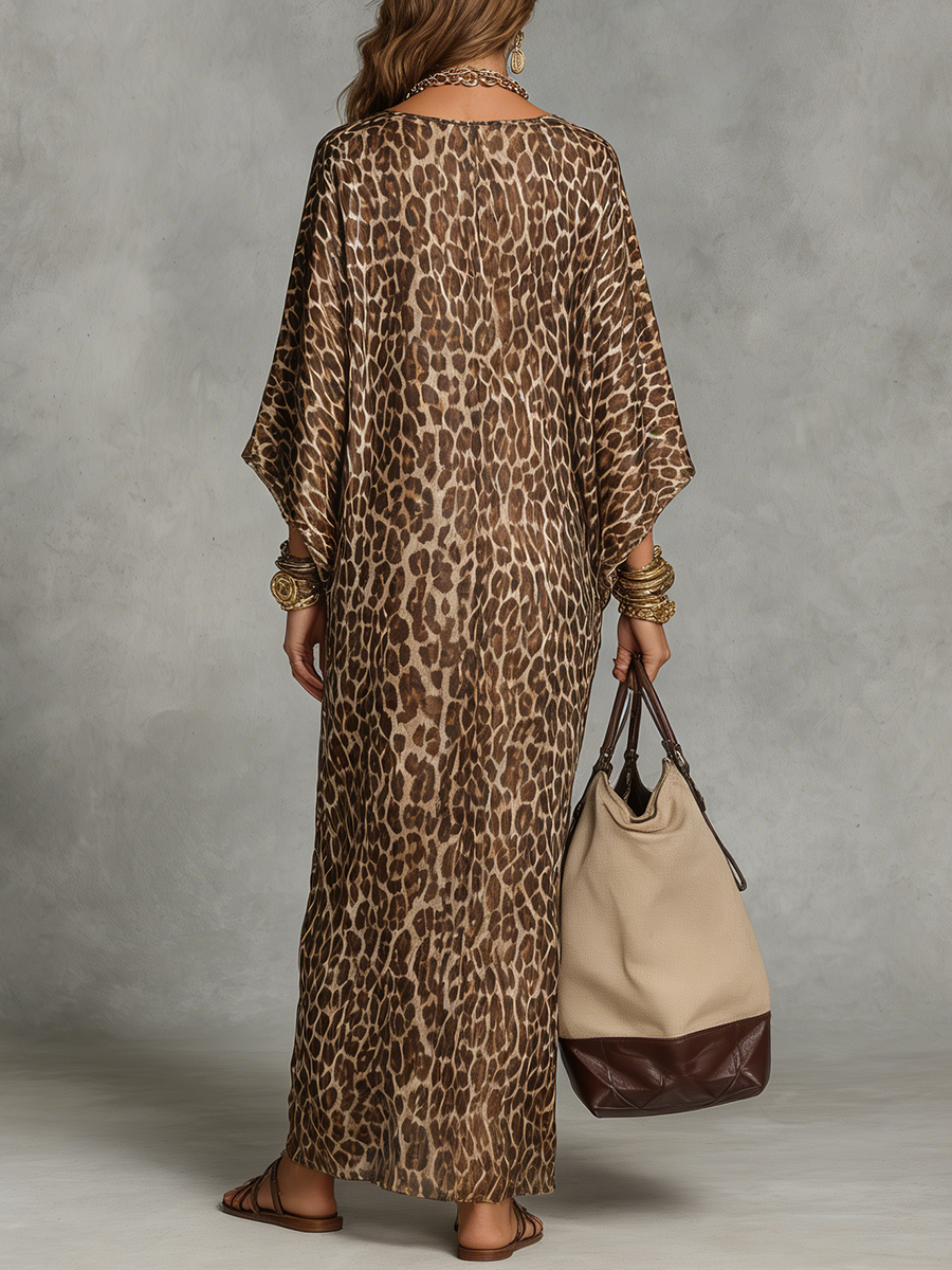 Elevated Leopard Print Twist-Front Maxi Dress