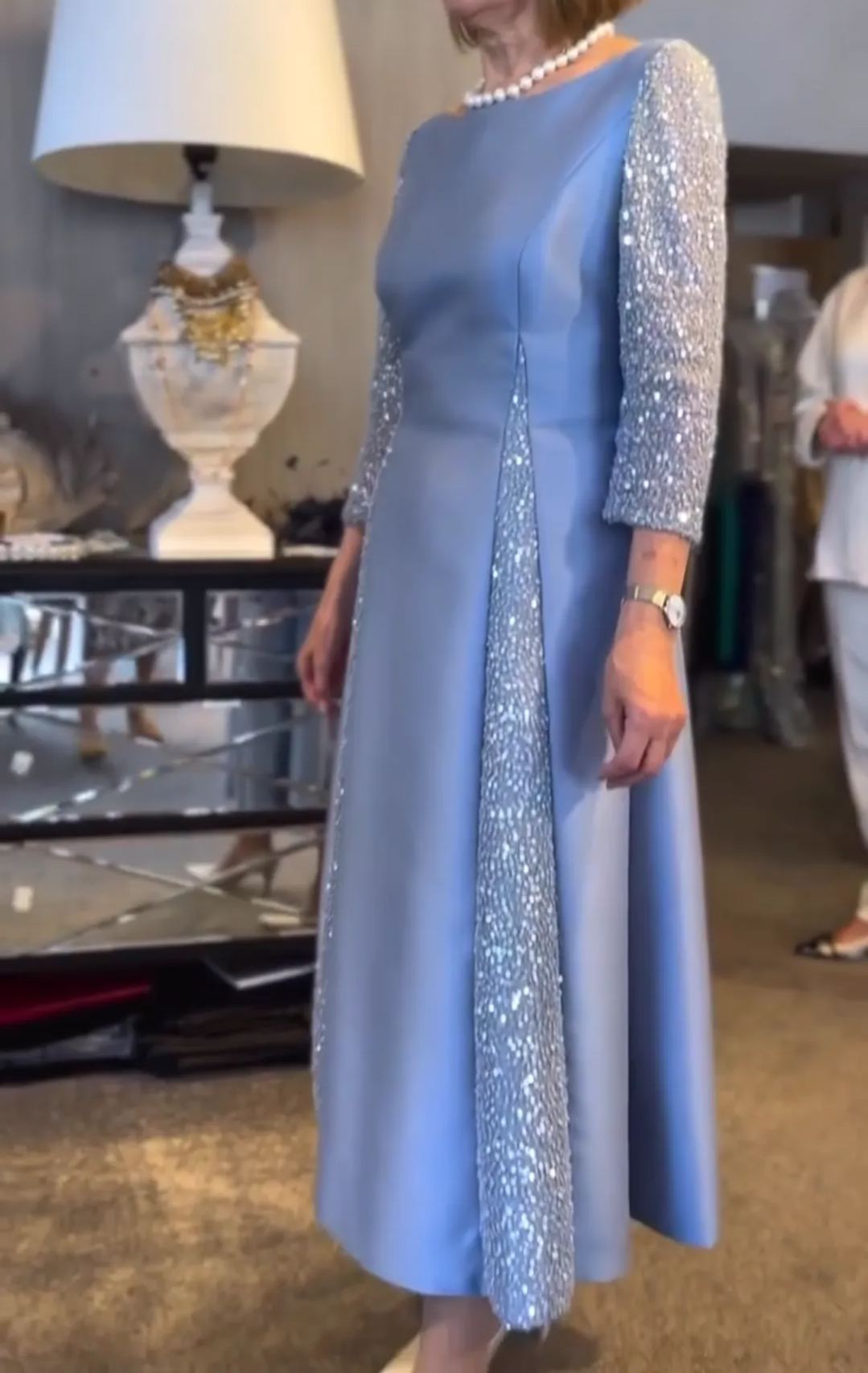 Patchwork long-sleeved dress