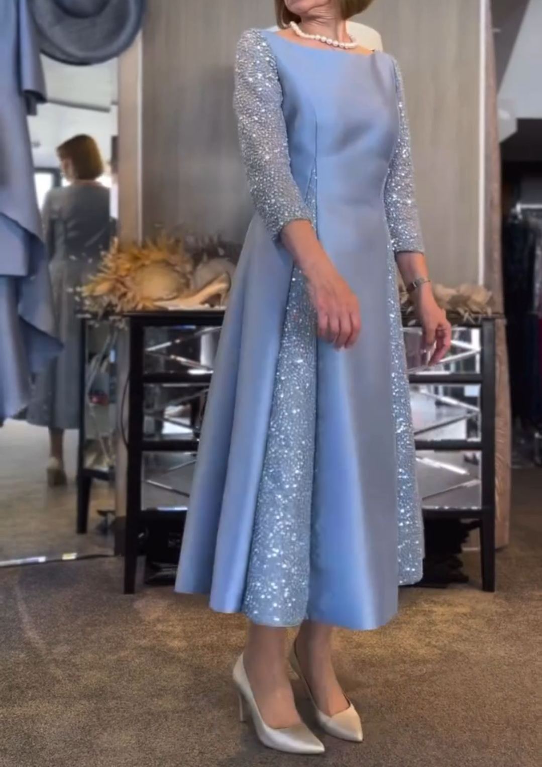 Patchwork long-sleeved dress