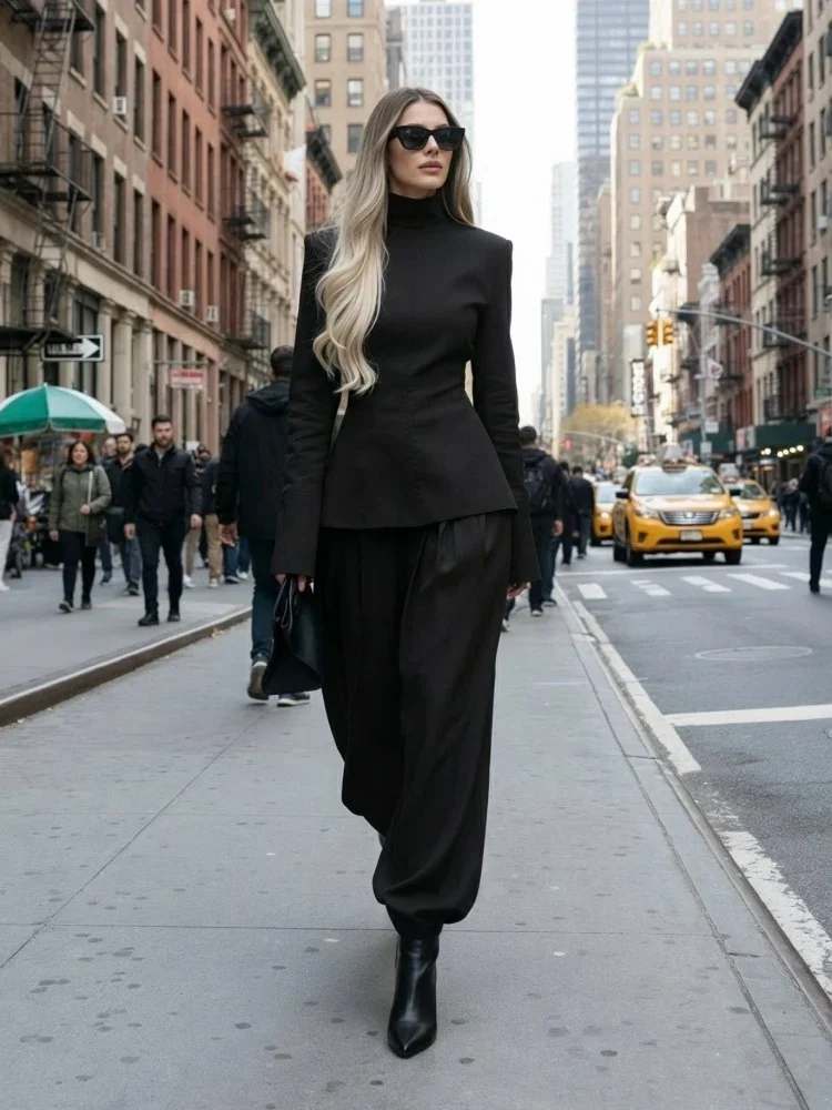 Burgundy Mock Neck Long Sleeve Structured Top and Tapered Pants Two Piece Set [erp-image:607d8f486f5722218b1255f3]