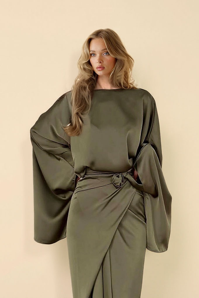 Minimalist Loose Shirt And Lace-up Skirt Suit-Shirt