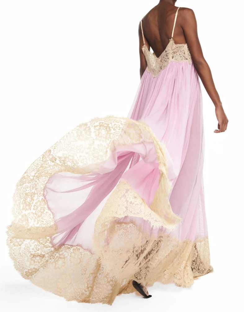 Lavender Lace Spaghetti Strap Maxi Dress / Dreamy Resort Evening Gown