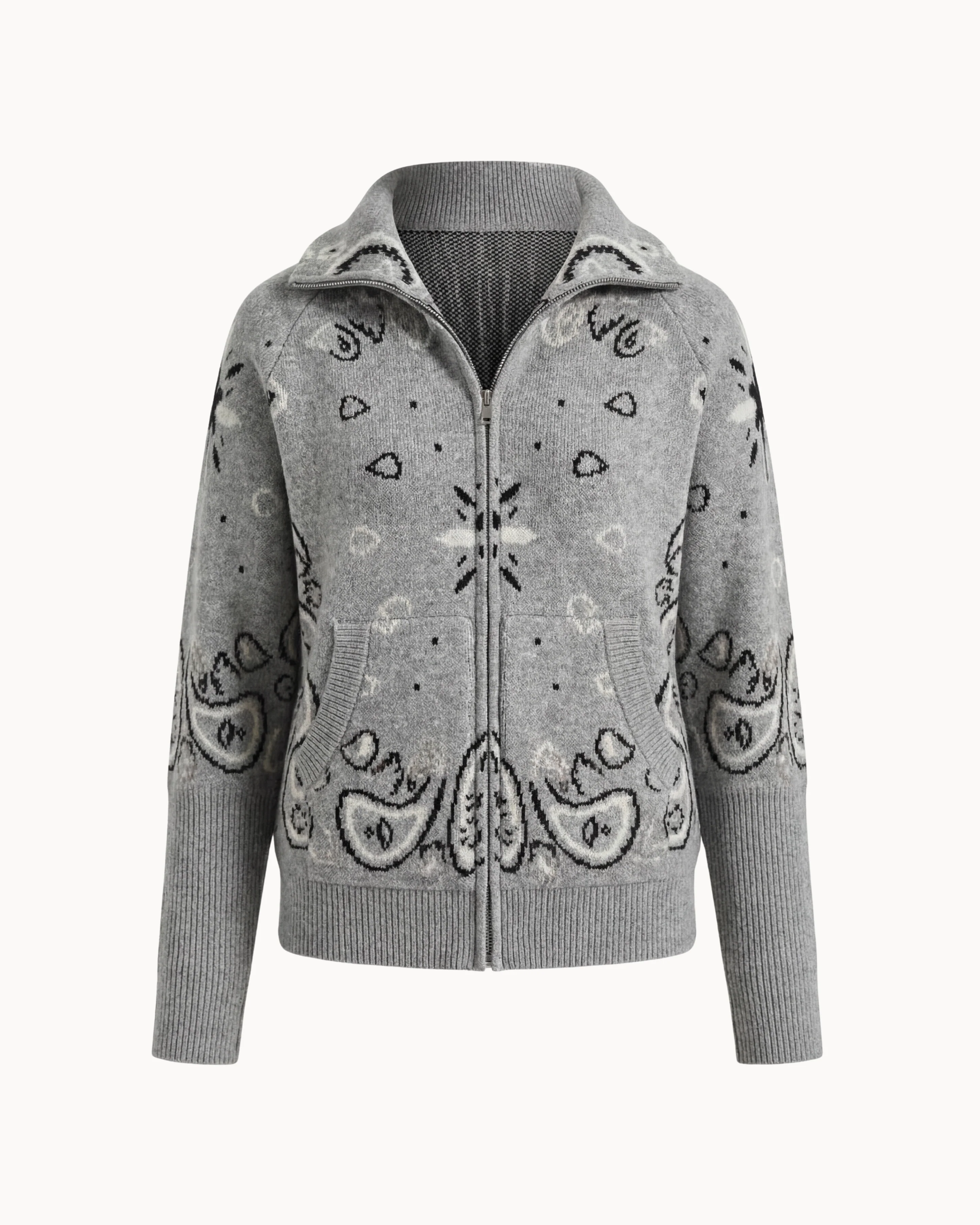 Grey Bandana Patterned Cardigan