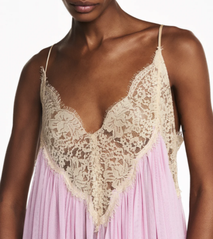 Lavender Lace Spaghetti Strap Maxi Dress / Dreamy Resort Evening Gown