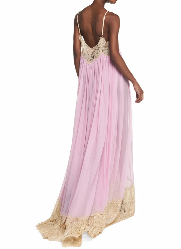 Lavender Lace Spaghetti Strap Maxi Dress / Dreamy Resort Evening Gown
