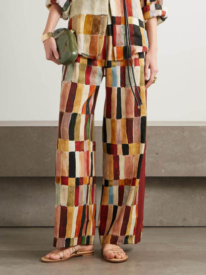 Retro Floral Print Loose Linen Button-Up Shirt