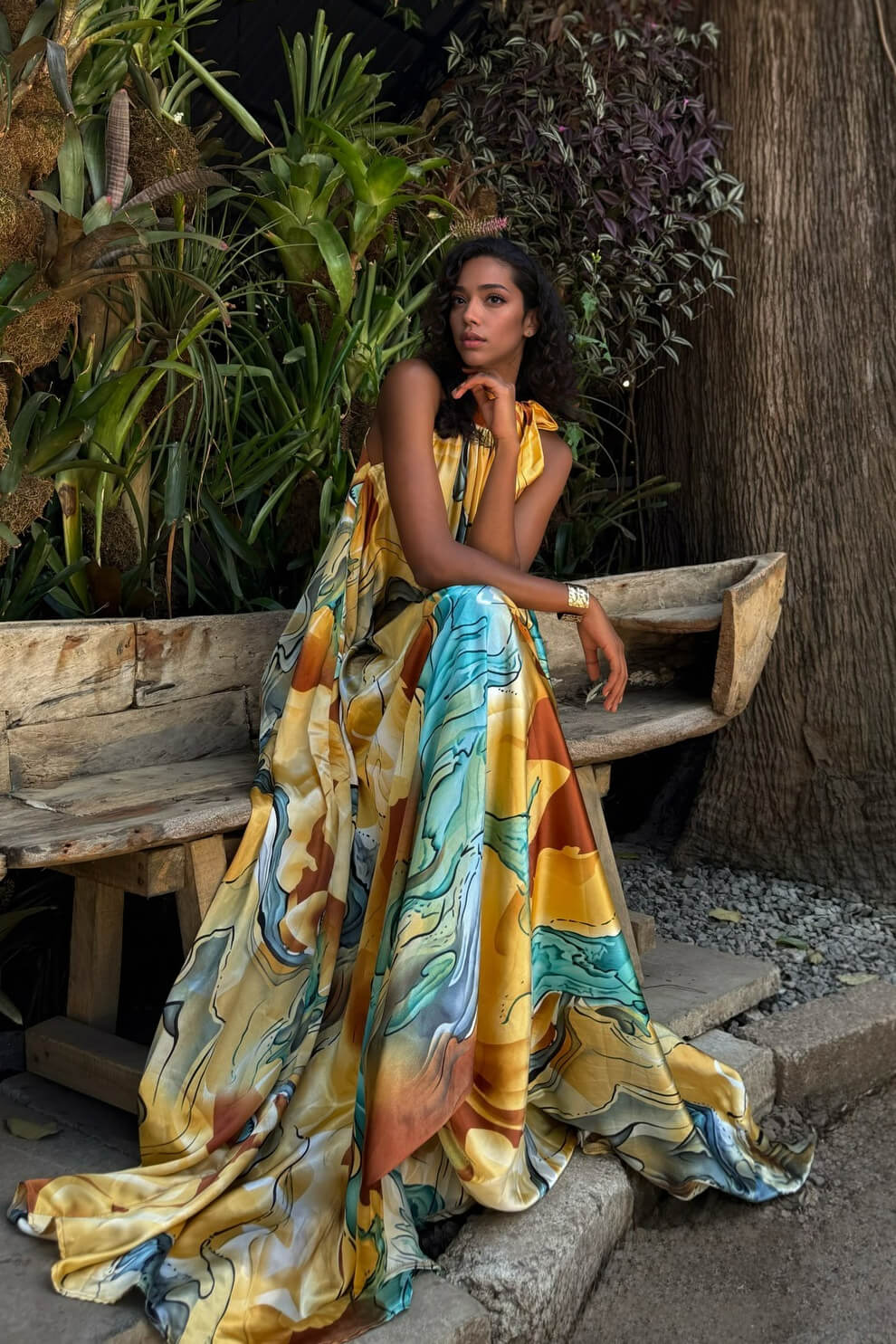 Exquisite Fashion Printed Sleeveless Flared Maxi Dress