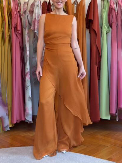 Elegant Sleeveless Asymmetric Top And Wide-Leg Pants Two-Piece Set