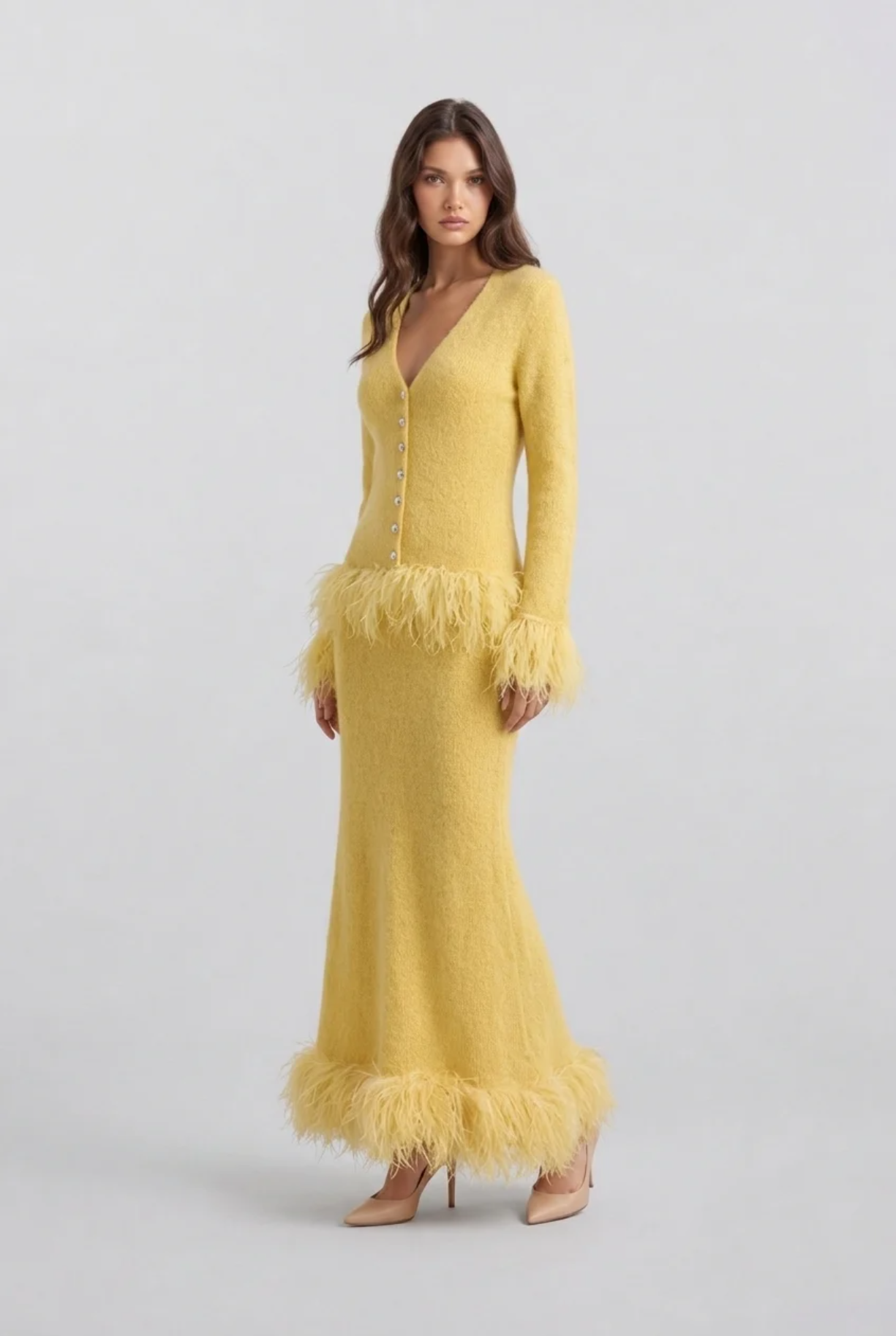 Feather Fringe Knit Two‑Piece Set